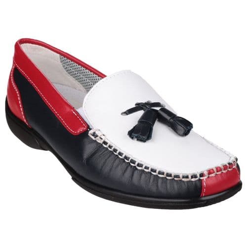 Cotswold Biddlestone Slip On Ladies Shoes White / Navy / Red
